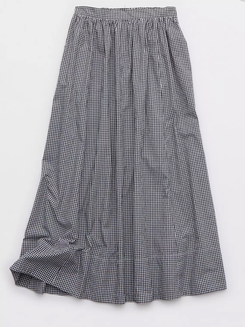 Aerie Cotton Gingham Midi Skirt NWT Sold Out (Medium) - Picture 4 of 10